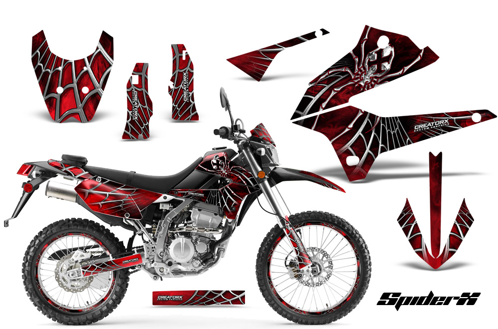 Kawasaki KLX DTRACK Graphics Kit SpiderX Red NP Rims